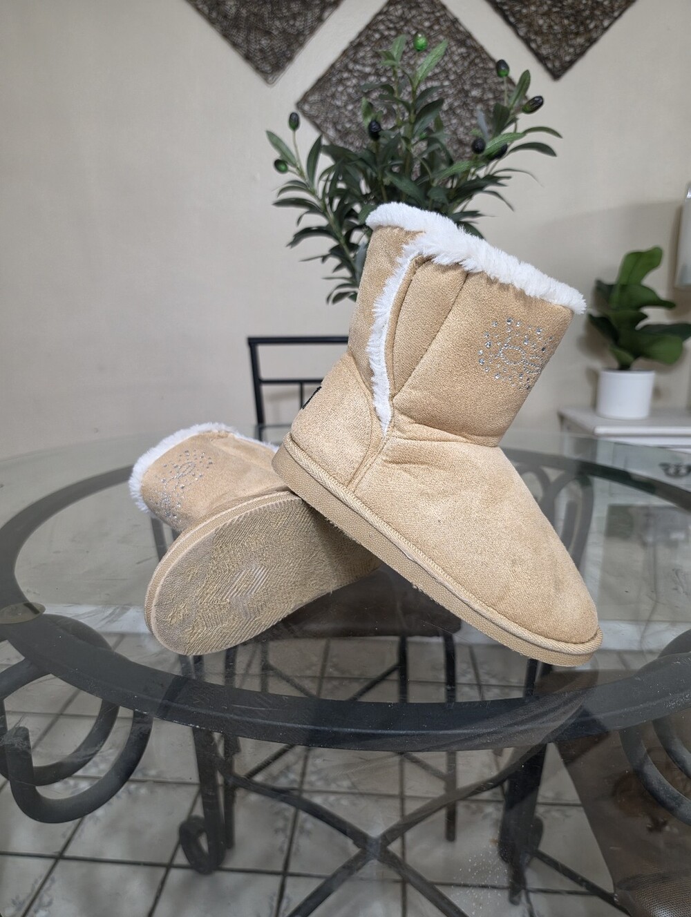 bebe girls' faux suede faux fur-lined boots - youth size 3